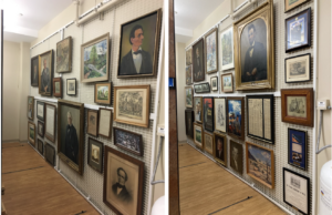 Two images compare the vertical storage artwork in 2017 and in 2022. The two images highlight the increased capacity for additional artwork and dynamic range of collection visible following the inventory and student project.